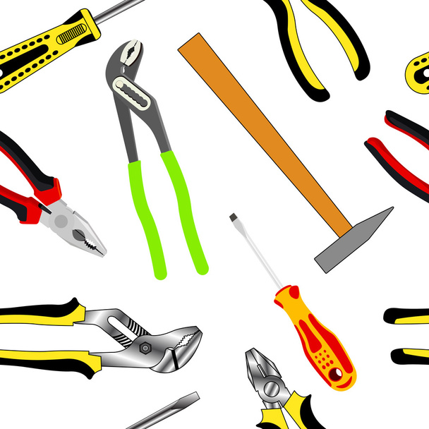 Seamless background of hand tools for construction - Vector, Image