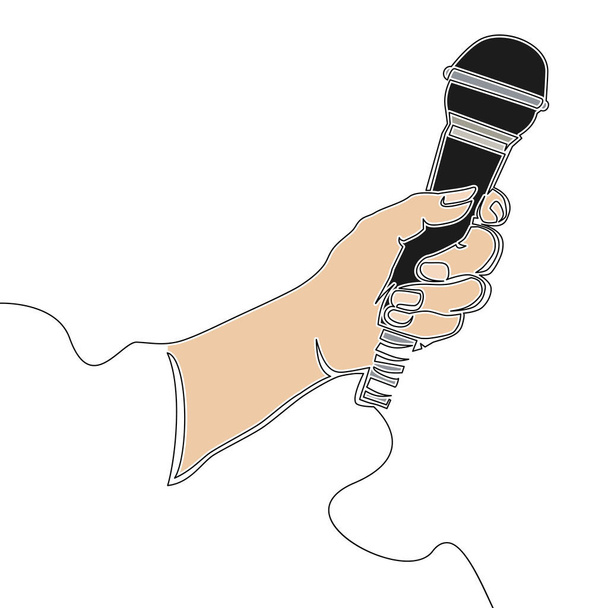 Flat colorful art Microphone in hand concept - Vector, Image