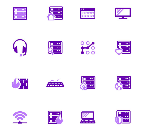 Internet, server, network icons set - Vetor, Imagem