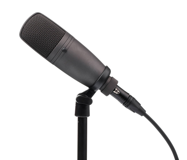 Condenser Microphone with stand isolated on a white background - Foto, imagen