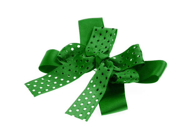 Green hair bow tie isolated on white background - Photo, Image