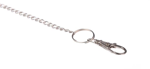 Long chain of keychain strap isolated on white background - 写真・画像