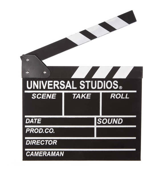 klapa deska do produkcji kina wideo w studio izolowane na wh - Zdjęcie, obraz