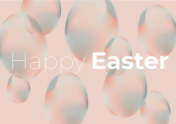 Kellemes húsvéti kézírásos üdvözlőlapot. Húsvéti tojások. Gradient buborék formák rózsaszín háttérrel. Modern dinamikus folyékony grafika. Színes húsvéti kártya. Húsvéti zászló  - Fotó, kép