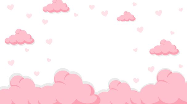 Valentine theme with pink clouds in the sky - Vetor, Imagem