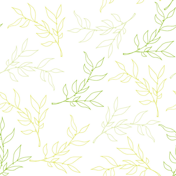 Floral white green yellow background. Seamless leaf pattern - Fotoğraf, Görsel