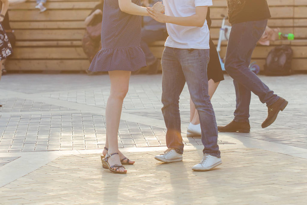 Kizomba, bachata or salsa concept - couple dancing social dance on open air party - Photo, Image