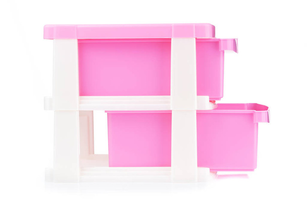 Pink plastic drawer isolated on white background - 写真・画像