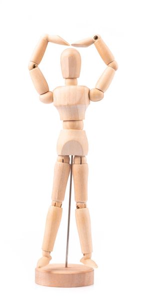 Maniquí de maniquí de figura de madera Maniquí humano aislado en Whit
 - Foto, Imagen