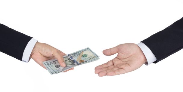 Businessman exchanging money isolated on white background.  - Photo, Image