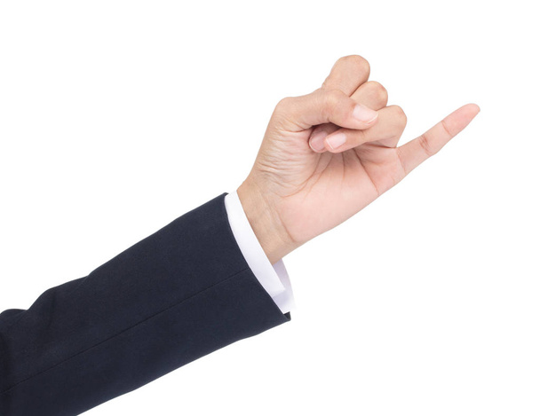 businessman show hand symbol isolated on white background - Photo, Image