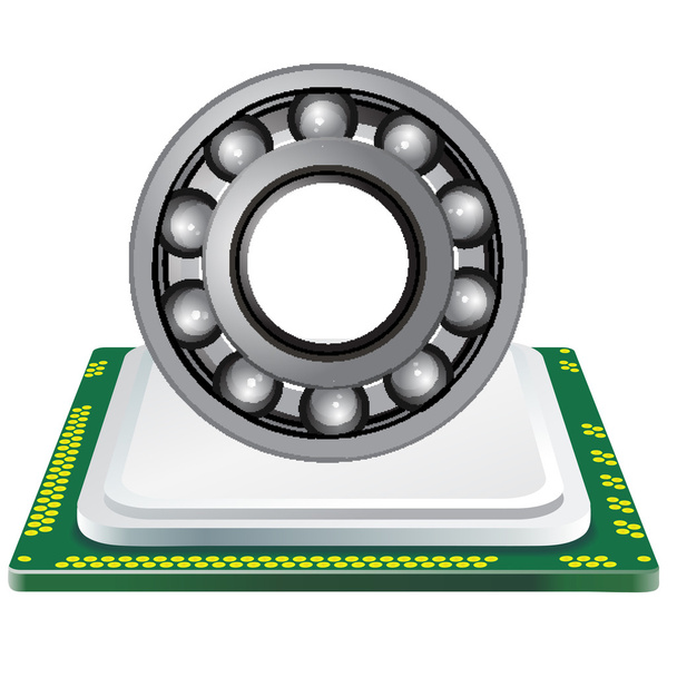 bearing and computer processor on a white background - Vector, Image