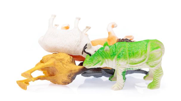 Пластиковые игрушки Животное изолированы на белом фоне
. - Фото, изображение