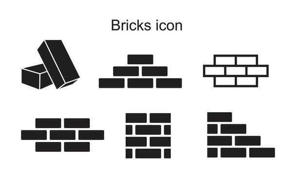 Modelo de ícone de tijolos cor preta editável. Ícone de tijolos símbolo ilustração vetorial plana para design gráfico e web
. - Vetor, Imagem