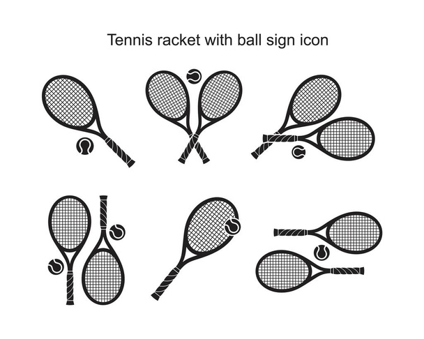 Tennis racket met bal teken pictogram sjabloon zwarte kleur bewerkbaar. Tennis racket met bal teken pictogram Oneindigheid teken pictogram symbool Vlakke vector illustratie voor grafisch en web design. - Vector, afbeelding