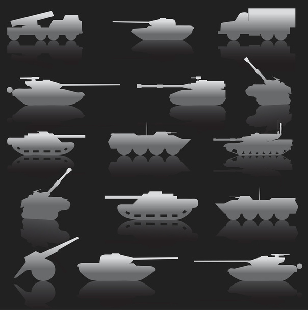 Collection set of tanks of guns - Vector, Image
