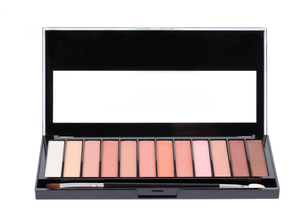 Eyeshadow palette with mirror isolated on white background. - 写真・画像