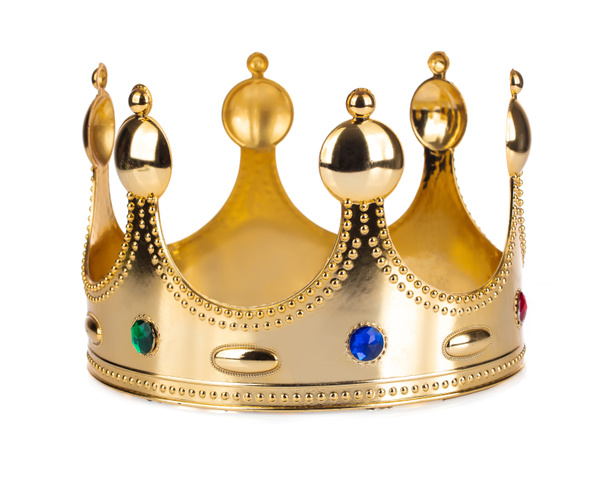 Золотая корона с драгоценностями изолированы на белом фоне
 - Фото, изображение