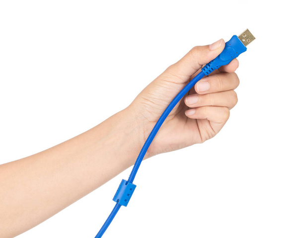 Hand holding High Speed USB Printer Cable USB 2.0 / 3.0 Cable A  - Photo, Image