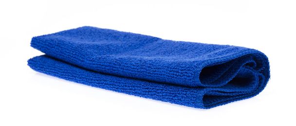 Blue towel rolls isolated on white background. - Photo, Image