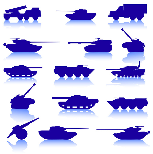 collectie instellen van tanks van kanonnen - Vector, afbeelding