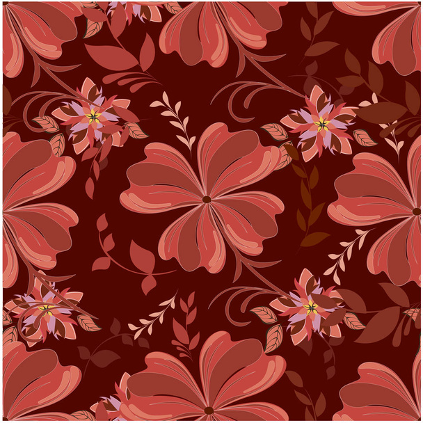 Vector abstract background flowers seamless pattern - Vecteur, image