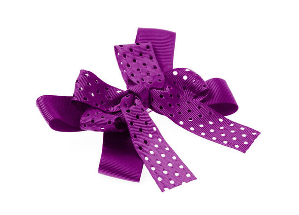 Purple hair bow tie isolated on white background - Fotoğraf, Görsel