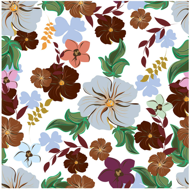 Vector abstract background flowers seamless pattern - Vetor, Imagem