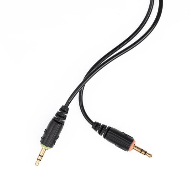 Audio jack s kabelem izolované na bílém pozadí. - Fotografie, Obrázek