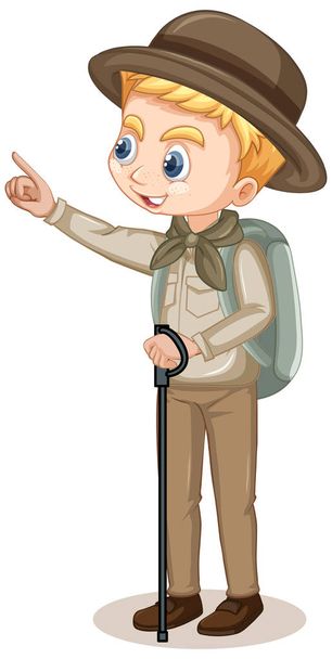 Boy in scout uniform on isolated background - Vector, Image