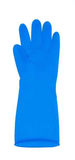 Синие пластиковые перчатки на белом фоне
 - Фото, изображение