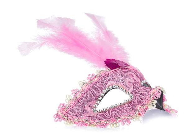 Glitter Mardi Gras Feather Mask elszigetelt fehér alapon  - Fotó, kép