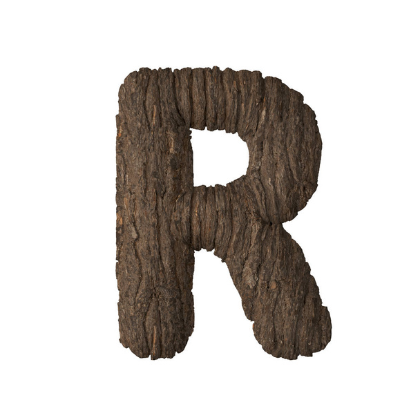 樹皮文字R - 3Dイラスト - 写真・画像