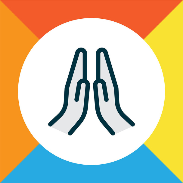 Icône de prière symbole de ligne de couleur. Élément de mains priantes isolées de qualité supérieure dans un style tendance
. - Vecteur, image