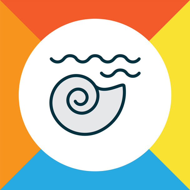 Seashell icon colored line symbol. Premium quality isolated mollusk element in trendy style. - Vektör, Görsel