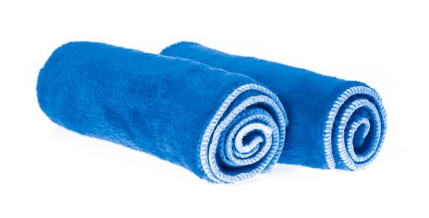 Blauwe doekjes microvezel geïsoleerd op witte achtergrond - Foto, afbeelding