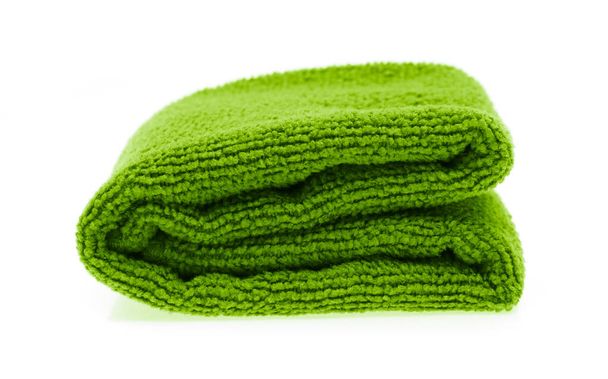 Green towel rolls isolated on white background. - Fotoğraf, Görsel