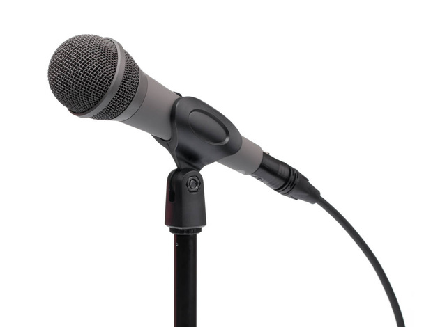 Mikrofon und Ständer isoliert auf weißem Hintergrund - Foto, Bild