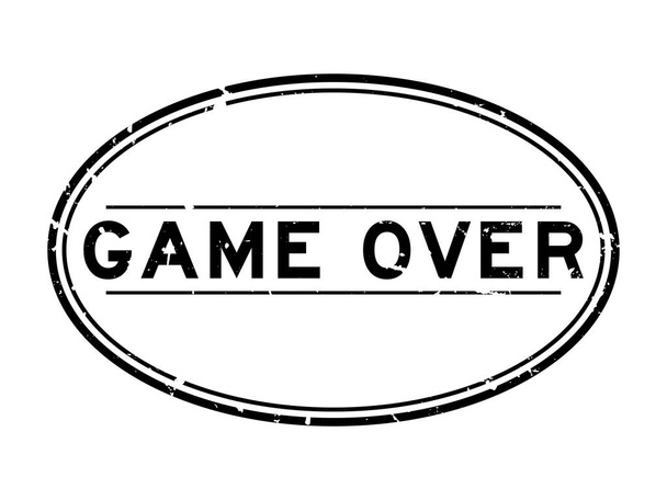 Grunge černá hra nad slovem oválné gumové razítko na bílém pozadí - Vektor, obrázek