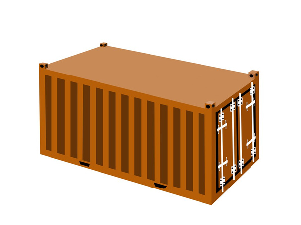 白い背景の上のオレンジ色の貨物コンテナー - ベクター画像