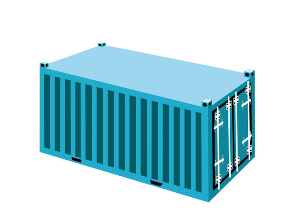 ένα ελαφρύ μπλε εμπορευματοκιβωτίων εμπορευματοκιβωτίων φορτίου σε άσπρο φόντο - Διάνυσμα, εικόνα
