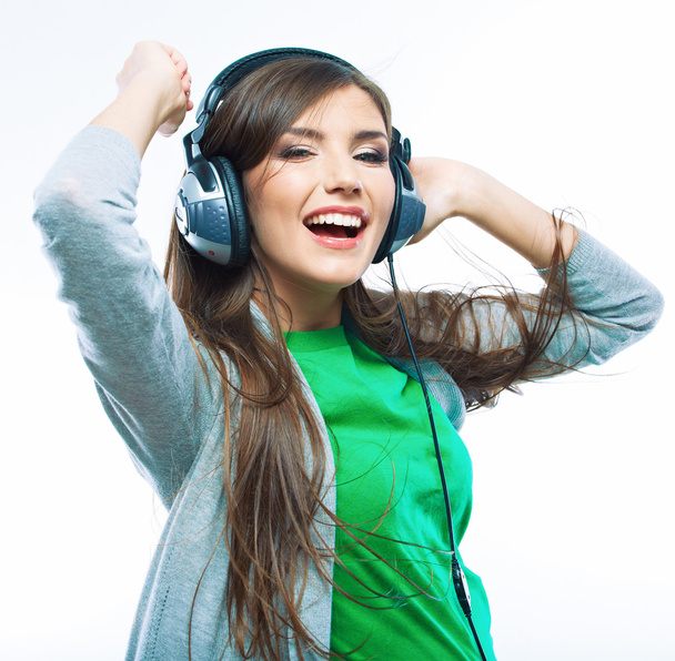 Young woman with headphones - Фото, изображение
