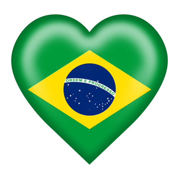 Brasil botón de corazón aislado en blanco con ruta de recorte
 - Foto, Imagen