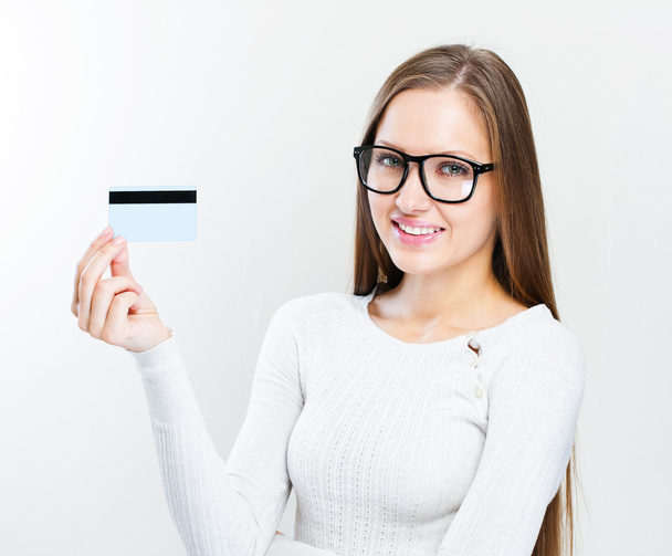 Woman with credit card - Foto, Imagen
