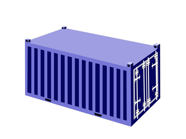een blauwe container-lading container op witte achtergrond - Vector, afbeelding