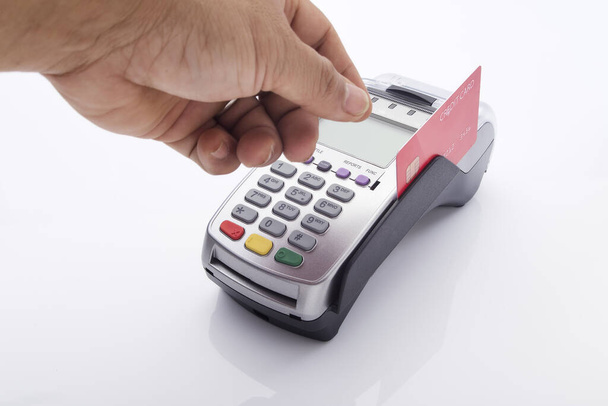 Credit card and pos terminal on white - Photo, Image