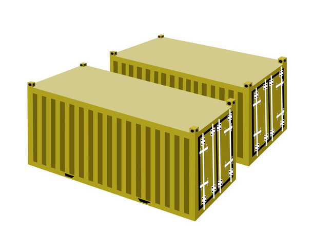Dos contenedores de carga amarilla sobre fondo blanco
 - Vector, Imagen