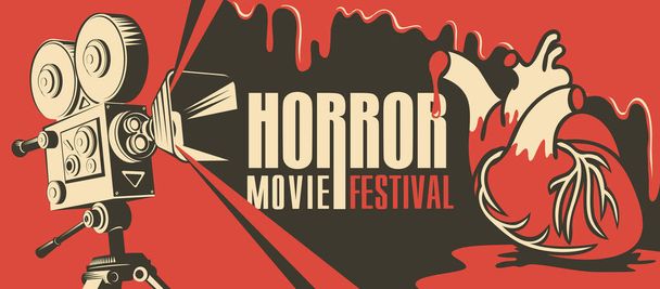 horor film festival, strašidelný filmový plakát - Vektor, obrázek