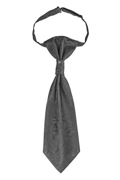 Paisley desenli, geniş, gri kravatlı, beyaz arkaplanda elmas izole edilmiş. - Fotoğraf, Görsel