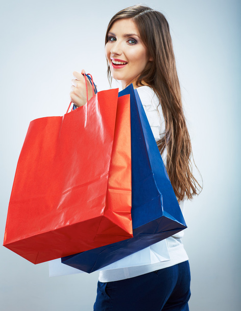 Woman holding shopping bag - Foto, afbeelding